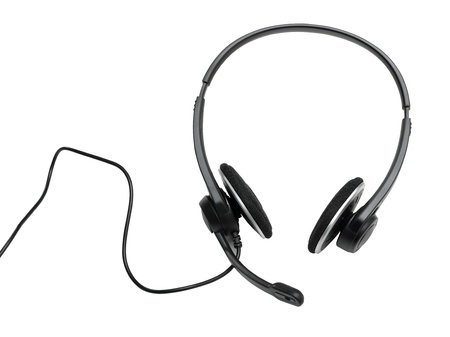 audio headset  clipping path  on white backgroundの写真素材