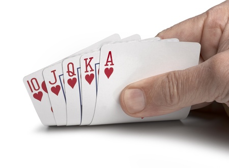 Royal Flush on a white backgroundの写真素材