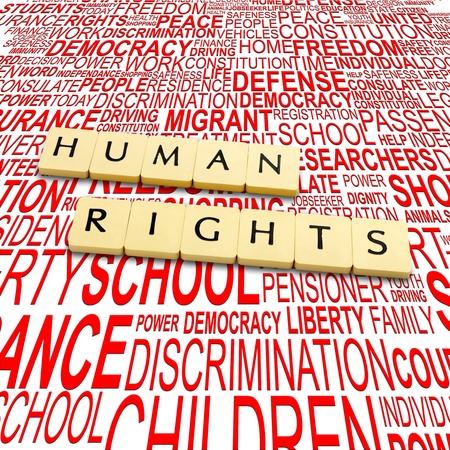 Words human rights on a backround with lettersの写真素材