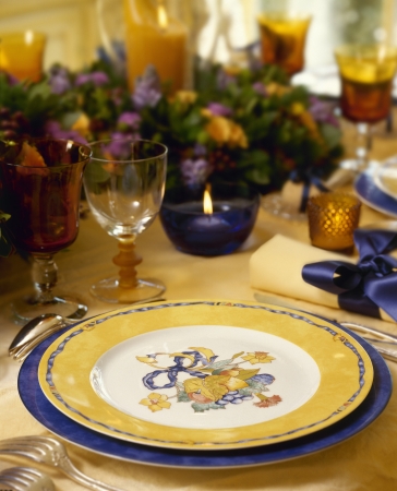 A decorated christmas dining table の写真素材
