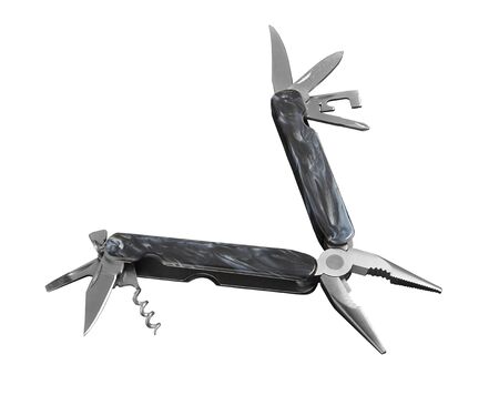 Pliers with multipurpose tools isolated on white 