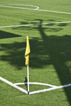 Corner flag on a soccer fieldの写真素材