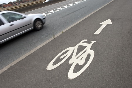  Bicycle sign on roadの写真素材