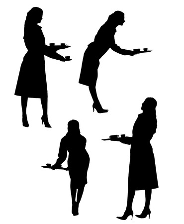 waitresses silhouette collectionの写真素材