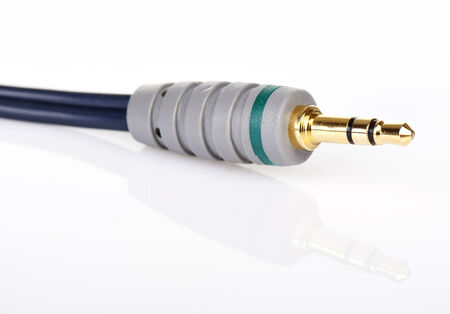 Mini-jack plug sound or tv glossy wire isolated on white background
