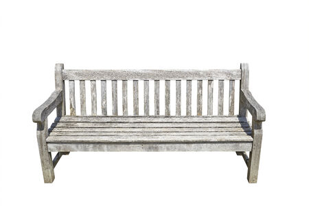 Wooden park bench in the garden isolated with clipping pathの写真素材