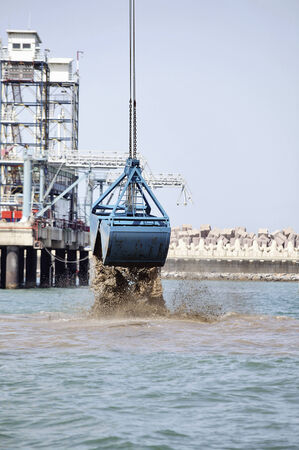 Dredging in a Industrial Harbor near Casablanca in Moroccoのeditorial素材