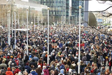 The Brussels event against terrorism and support for freedom of expression after the attacks against the magazine Charlie hebdoのeditorial素材