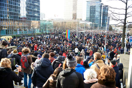 The Brussels event against terrorism and support for freedom of expression after the attacks against the magazine Charlie hebdoのeditorial素材