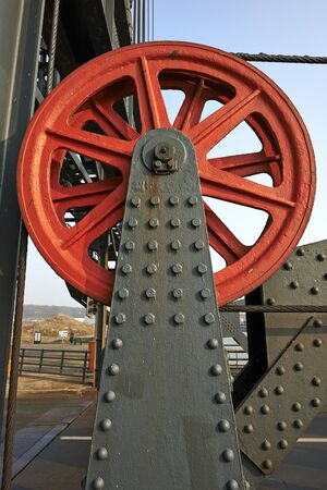 BRUSSELS, BELGIUM - February 16, 2015: The Bridge of Buda (Budabrug) industrial lift bridge on the ship canal from Brussels to the Scheldt opened in 1955 by Prince Albertのeditorial素材