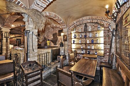 BRUSSELS,BELGIUM - SEPTEMBER 21, 2015: Old section of the ancient history of beer in the brewery museum in the house of Belgian Brewers at 10 Grand Place in Brusselsのeditorial素材