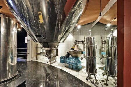 BRUSSELS, BELGIUM - SEPTEMBER 21, 2015: Section of the New story of beer in the brewery museum in...