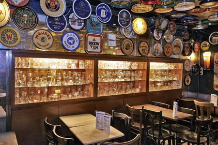 BRUSSELS, BELGIUM - OCTOBER 05, 2015:  Delirium Cafe known for its long beer list, standing at 2.004 different brands in January 2004 as recorded in the The Guinness Book of Records.のeditorial素材