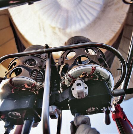 The hot air burner on a hot air balloon