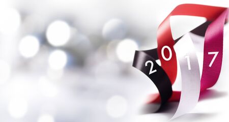 Art Christmas, New Year 2017 decoration and holidays light on blurred background
