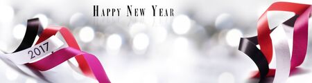 Art Christmas, New Year holidays in 2017 decoration and light on blurred background