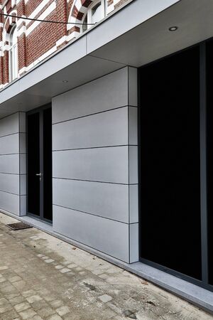 New modern extension of a house with big glasses windows