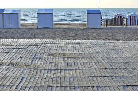 Beach cabins at the Northsea, De Panne, Belgiumの写真素材