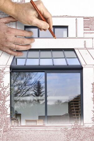 Drawing and planned Renovation of a part from old houseの写真素材