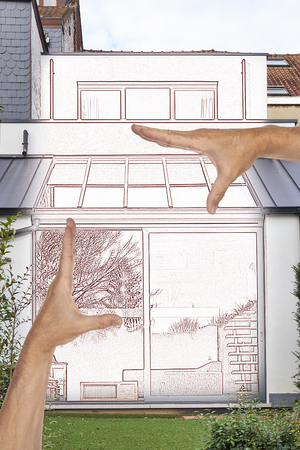 Drawing and planned Renovation of a part from old houseの写真素材