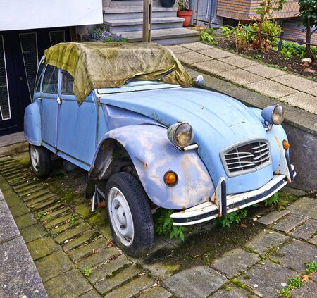 Old and vintage iconic French car resting before restoration