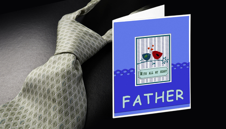 Greetings card for the father day or any other with silk necktieの写真素材