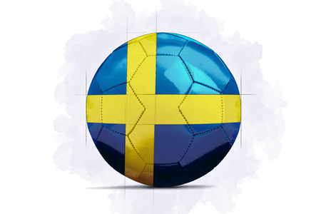 Digital Artwork sketch of a Soccer ball with team flag. Sweden, Europeの写真素材