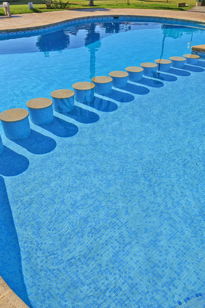 Detail on water from Swimming pool on a sunny spring dayの写真素材