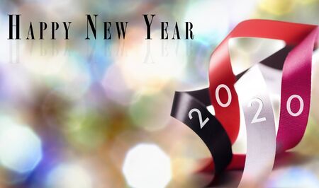 Overlapping Circles and silk ribbon with Happy New Year text