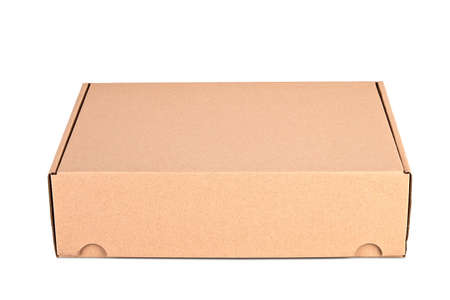 Closed card delivery Box ready for shipping isolated on white