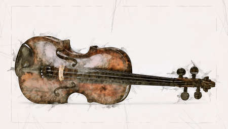 Sketch illustration of a classical violin instrument in side viewの写真素材