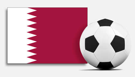 Blank Soccer ball with Qatar national team flag.の写真素材