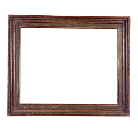 old antique wooden frame isolated on white with clipping path