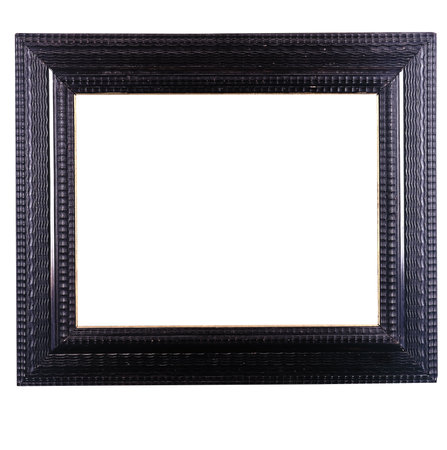 old antique wooden frame isolated on white with clipping pathの写真素材