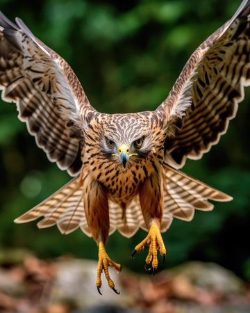 Generative ai illustration of a Flying Eagle looking at cameraの素材