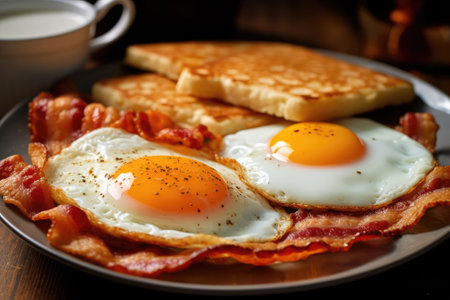 Generative ai illustration of an english or american fried breakfastの素材