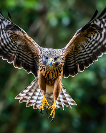 Generative ai illustration of a Flying Eagle looking at cameraの素材