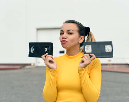 girl in a dress in the style of discoの写真素材