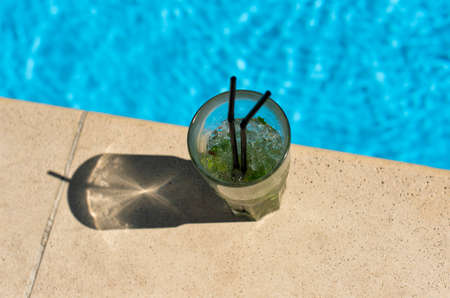 refreshing summer cocktails on a sunny dayの写真素材