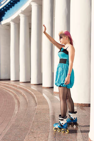 Pretty girl with pink hair