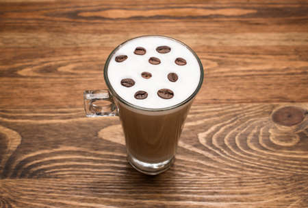 Hot coffee drink in a glass cupの写真素材