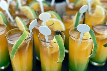 delicious dinner in a restaurantの写真素材