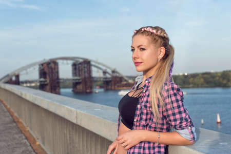 Blonde in different places of the city