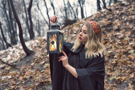 winter walk with cute blonde