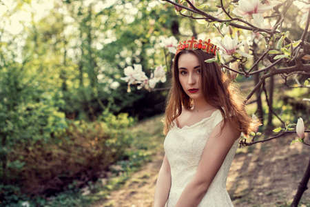 April walk in the green parkの写真素材