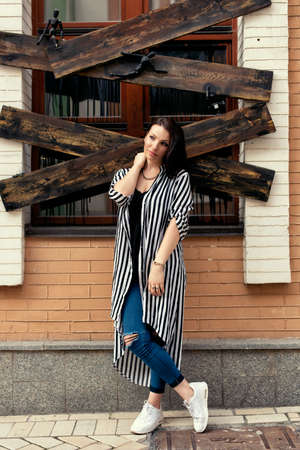 Photoshoot of a girl in urban residential neighborhoodsの写真素材