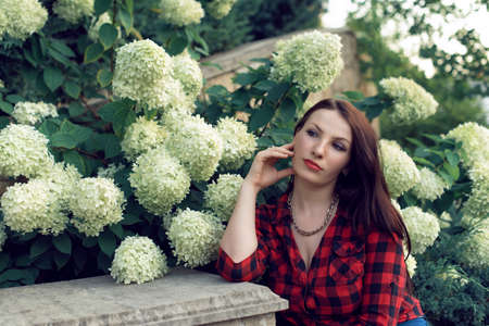 Photoshoot of a girl in urban residential neighborhoodsの写真素材