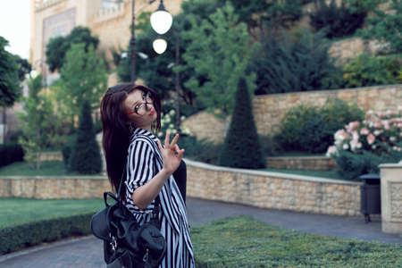 Photoshoot of a girl in urban residential neighborhoodsの写真素材