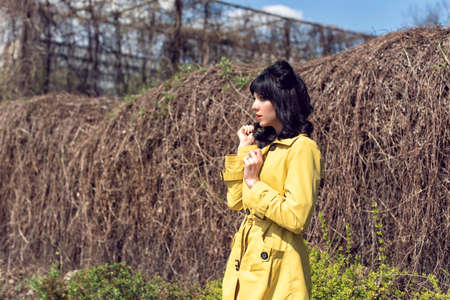 Walk with a girl in early spring