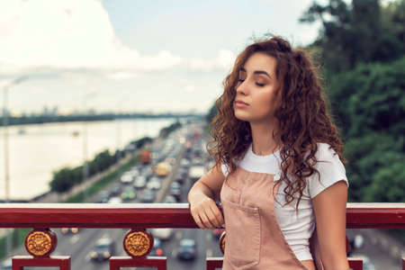 Evening walk through the summer European cityの写真素材